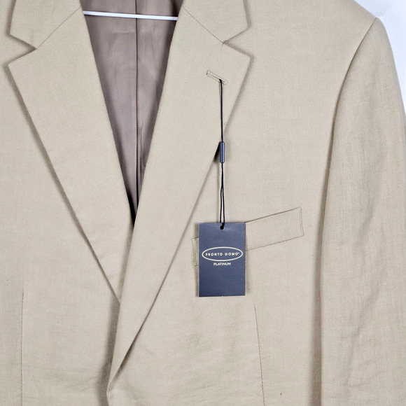 NWT 100% Linen Pronto Uomo Platinum Sport Coat Blazer Men's 44L Beachy Preppy - Picture 2 of 7